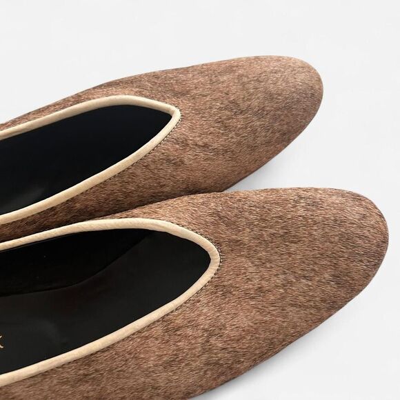 Home work atelier almond round toe preppy fur textured flats size 9 - Picture 3 of 6